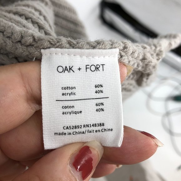 Oak + Fort Taupe Grey Cotton Ribbed Chunky Knit Sleeveless Longline Cardigan M - Picture 4 of 8